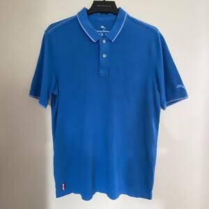 Tommy Bahama Relax Island Modern Fit Blue Polo Shirt Size Medium Mens Shirt